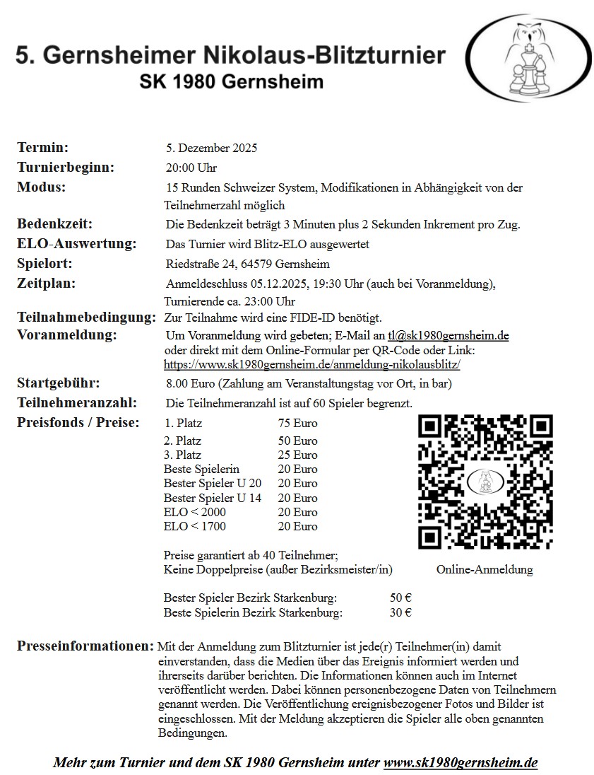 Ausschreibung Nikolausblitz 2025